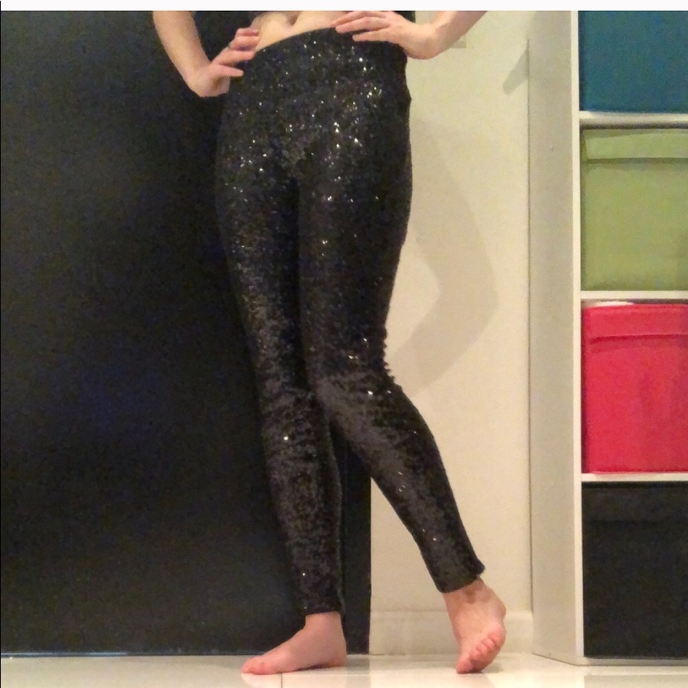 H&M Sequin Pants, black sz 4